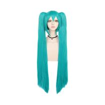 Peruca Sintética Verde Teal Com Rabo De Cavalo Duplo, Franja Longa E Lisa, Estilo Kawaii Miku, Para Peruca Sintética Verde Teal Com Rabo De Cavalo Duplo, Franja Longa E Lisa, Estilo Kawaii Miku, Para