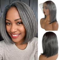 Peruca Smartinnov Salt & Pepper Bob 40cm Cabelo humano 180% de densidade