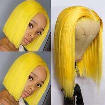 Peruca Smartinnov Yellow Bob Human Hair 13x4 HD Lace Front 20cm