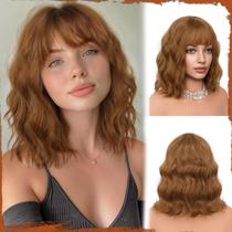 Peruca SOFEIYAN Short Wavy Bob com franja de 30 cm sintética para mulheres