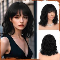 Peruca SOFEIYAN Short Wavy Bob com franja de 30 cm sintética para mulheres