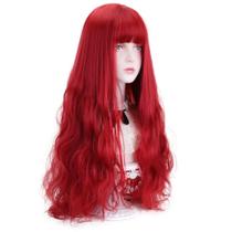 Peruca STYLER longa vermelha sintética com franja de 30 cm para mulheres