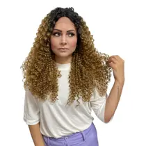 Peruca Super Cacheada Front Lace Tela Orgânica Longa 60cm