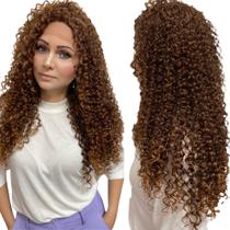 Peruca Super Cacheada Front Lace Tela Orgânica Longa 60cm