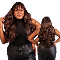 Peruca Super Natural Ondulada com Franja Orgânica Com Ajuste Interno +Brinde