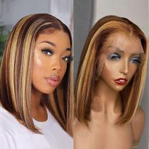 Peruca Superfect Highlight Lace Front Bob 35 cm de cabelo humano