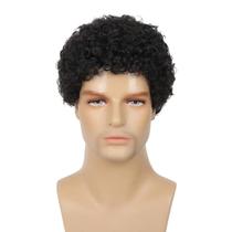 Peruca Swiking Curly Afro Short preta para homens, fantasia de Halloween
