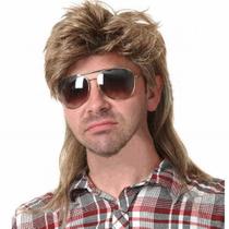 Peruca, Swiking Mullet, marrom claro, retrô, anos 70 e 80