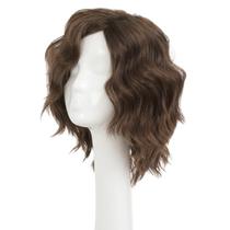 Peruca Swiking Short Brown Curly Fluffy para homens, fantasia de cosplay