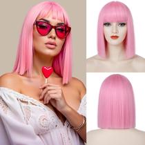 Peruca Tereshar Pink Bob Sintética Resistente ao Calor 30cm Peruca Tereshar Pink Bob Sintética Resistente ao Calor 30cm