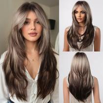 Peruca Testar Blonde Brown Sintética de 60 cm de comprimento para mulheres