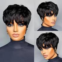 Peruca Tgezer Short Pixie Cut 100% cabelo humano para mulheres negras Peruca Tgezer Short Pixie Cut 100% cabelo humano para mulheres negras