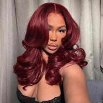 Peruca Tinashe Human Hair Loose Body Wave 16" Borgonha Vermelha 99J