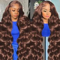Peruca Tiwugi Brown Body Wave 86 cm Cabelo humano 180% de densidade Peruca Tiwugi Brown Body Wave 86 cm Cabelo humano 180% de densidade