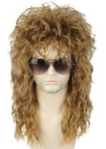 Peruca Topcosplay 20" Brown 70s 80s Mullet Curly Wig Peruca Topcosplay 20" Brown 70s 80s Mullet Curly Wig