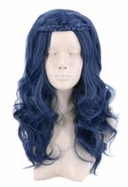 Peruca Topcosplay Dark Blue Wave de 18 polegadas para meninas, crianças e crianças