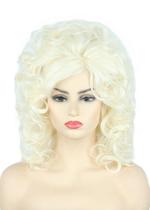 Peruca Topcosplay Platinum Blonde Curly Beehive Bouffant 38cm