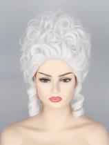 Peruca Topcosplay White Curta Beehive Peruca Renascentista Peruca Topcosplay White Curta Beehive Peruca Renascentista