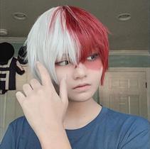 Peruca TOPHR curta vermelha branca Anime Cosplay resistente ao calor Peruca TOPHR curta vermelha branca Anime Cosplay resistente ao calor