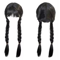 Peruca trança dupla com franja cosplay fantasia Carnaval halloween Peruca trança dupla com franja cosplay fantasia Carnaval halloween