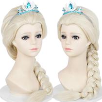 Peruca trançada branca Wiggy Mermaid para crianças+boné de peruca Peruca trançada branca Wiggy Mermaid para crianças+boné de peruca