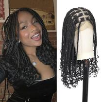 Peruca trançada Kalyss 13x8 HD de renda frontal sem nós Box Braid 24"