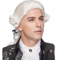 Peruca Traqur Judge Colonial para homens, fantasia branca de Halloween