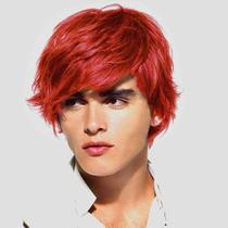 Peruca Tseses Red Short para homens, cabelo natural sintético, Halloween Peruca Tseses Red Short para homens, cabelo natural sintético, Halloween