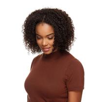 Peruca U-Part Cabelo Humano Cacheado 30cm Textura Curly De Benguela (Castanho Escuro)