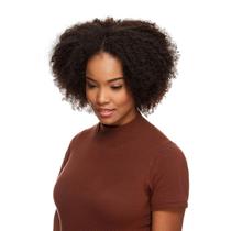 Peruca U-Part Cabelo Humano Cacheado 30cm Textura Kinky De Benguela (Castanho Escuro)