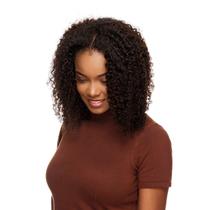 Peruca U-Part Cabelo Humano Cacheado 40cm Textura Curly De Benguela (Castanho Escuro)