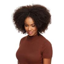 Peruca U-Part Cabelo Humano Cacheado 40cm Textura Kinky De Benguela (Castanho Escuro)
