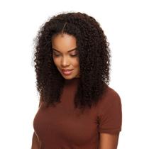 Peruca U-Part Cabelo Humano Cacheado 50cm Textura Curly De Benguela (Castanho Escuro)