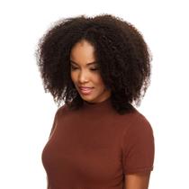 Peruca U-Part Cabelo Humano Cacheado 50cm Textura Kinky De Benguela (Castanho Escuro)