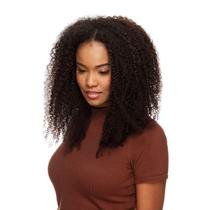 Peruca U-Part Cabelo Humano Cacheado 60cm Textura Coily De Benguela (Castanho Escuro)