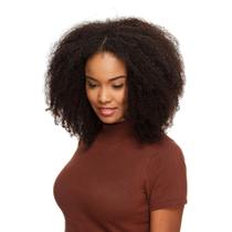 Peruca U-Part Cabelo Humano Cacheado 60cm Textura Kinky De Benguela (Castanho Escuro)