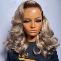 Peruca Ulaphence Ombre Ash Blonde Human Hair Bob 35cm para mulheres Peruca Ulaphence Ombre Ash Blonde Human Hair Bob 35cm para mulheres