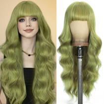 Peruca UNNYMGER Matcha Verde Longa Encaracolada Ondulada Sintética 66cm