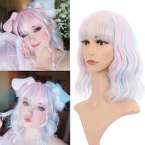 Peruca VCKOVCKO Natural Wavy Short Bob com Air Bangs 180g Peruca VCKOVCKO Natural Wavy Short Bob com Air Bangs 180g