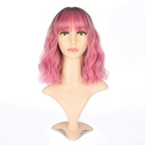 Peruca VCKOVCKO Ombre Natural Wavy Bob com Air Bangs 12"