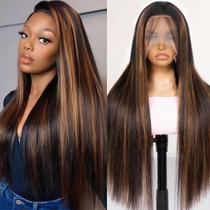 Peruca Vemalin Highlight Human Hair Straight 13x4 Lace 200% 56cm