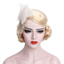 Peruca vintage Blonde Water Wave 30 cm retrô dos anos 20 sintética Peruca vintage Blonde Water Wave 30 cm retrô dos anos 20 sintética
