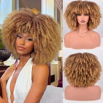 Peruca Vitorish Afro Curly 30cm Ombre Blonde Sintética 280g
