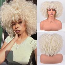Peruca Vitorish Curly Afro 30cm Platinum Loira Sintética Peruca Vitorish Curly Afro 30cm Platinum Loira Sintética