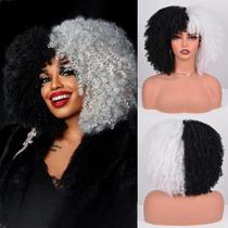 Peruca Vitorish Kinky Curly com franja 280 g Afro Bomb 30 cm preta