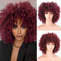 Peruca Vitorish Ombre Burgundy Kinky Curly 25cm 230g para mulheres