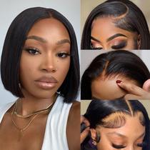 Peruca VYCRAVE Short Bob 20cm de cabelo humano com 180% de densidade para mulheres
