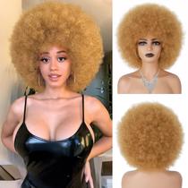 Peruca Wallden Hair 70s Afro Blonde Afro Kinky Curly para mulheres Peruca Wallden Hair 70s Afro Blonde Afro Kinky Curly para mulheres