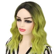 Peruca Wallden Hair Green Bob para mulheres: curta, ondulada, encaracolada, 35 cm