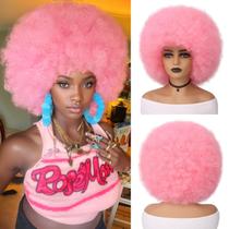 Peruca Wallden Hair Pink Afro Puff Curly de 10 polegadas para mulheres negras Peruca Wallden Hair Pink Afro Puff Curly de 10 polegadas para mulheres negras